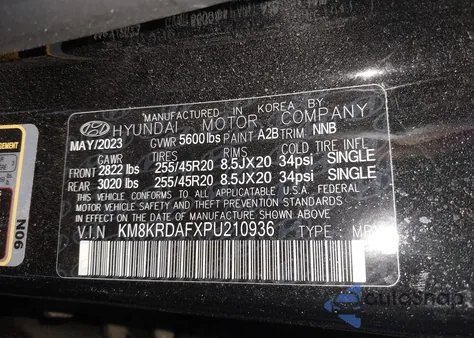 2023 Hyundai Ioniq 5 Limited из США, поврежденный, VIN KM8KRDAFXPU210936